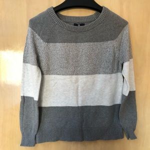 Gap Gray Striped Cotton Sweater
